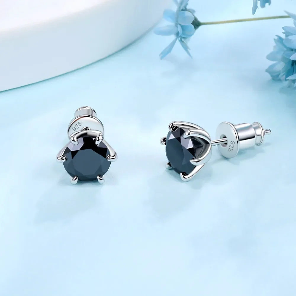 0.5-2ct BLK Moissanite Diamond Stud Earrings S925 Sterling Silver