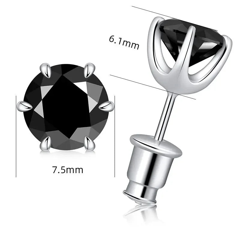 0.5-2ct BLK Moissanite Diamond Stud Earrings S925 Sterling Silver