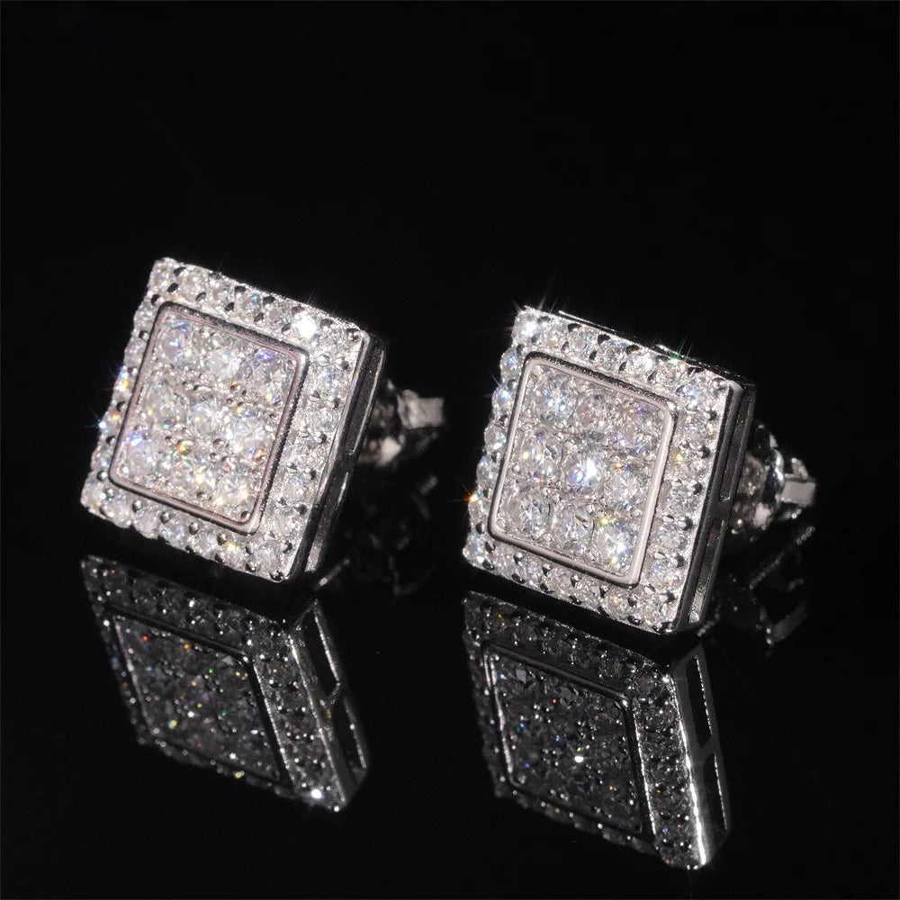 VVS1 D Color Moissanite 925 Sterling Silver Square Stud Earrings