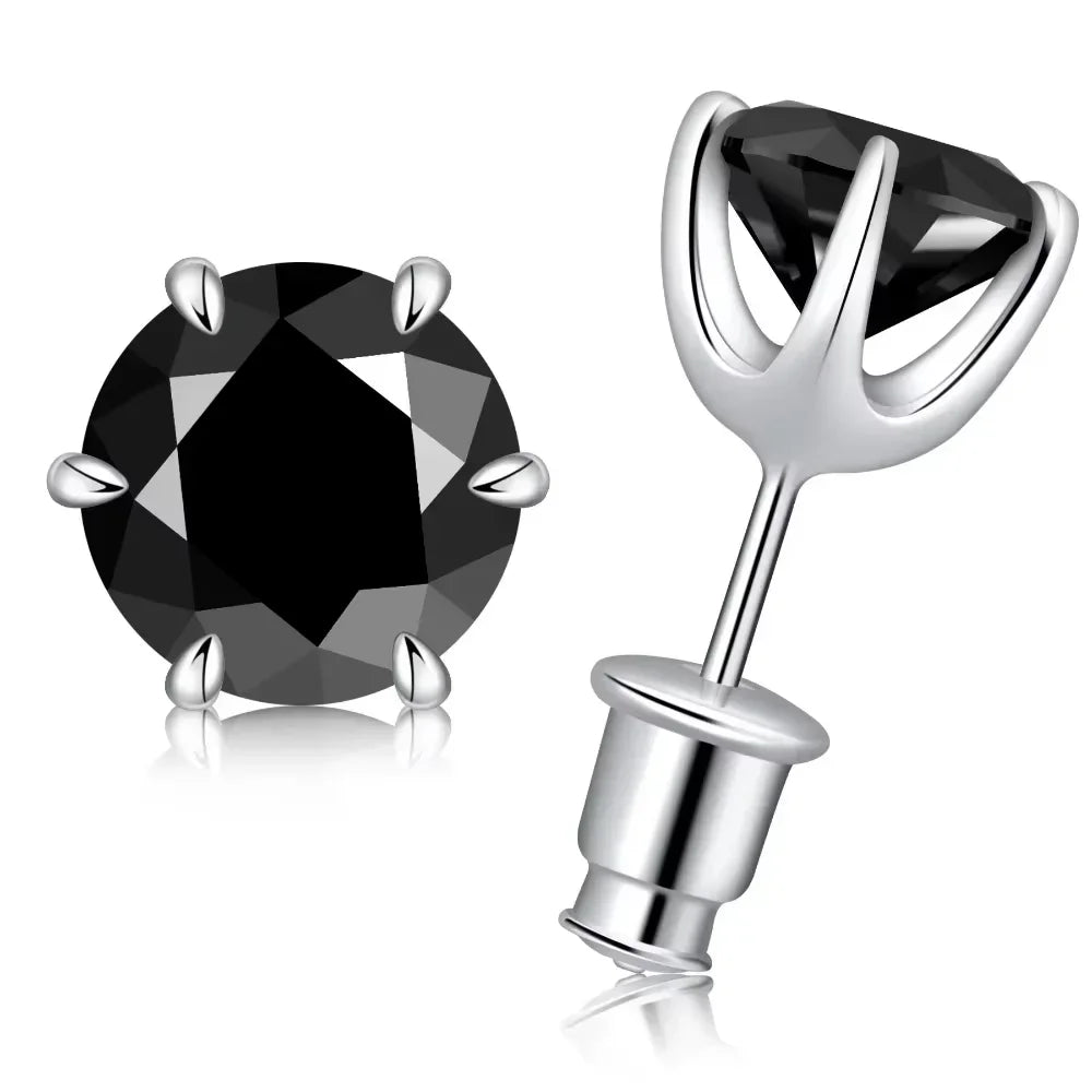 0.5-2ct BLK Moissanite Diamond Stud Earrings S925 Sterling Silver
