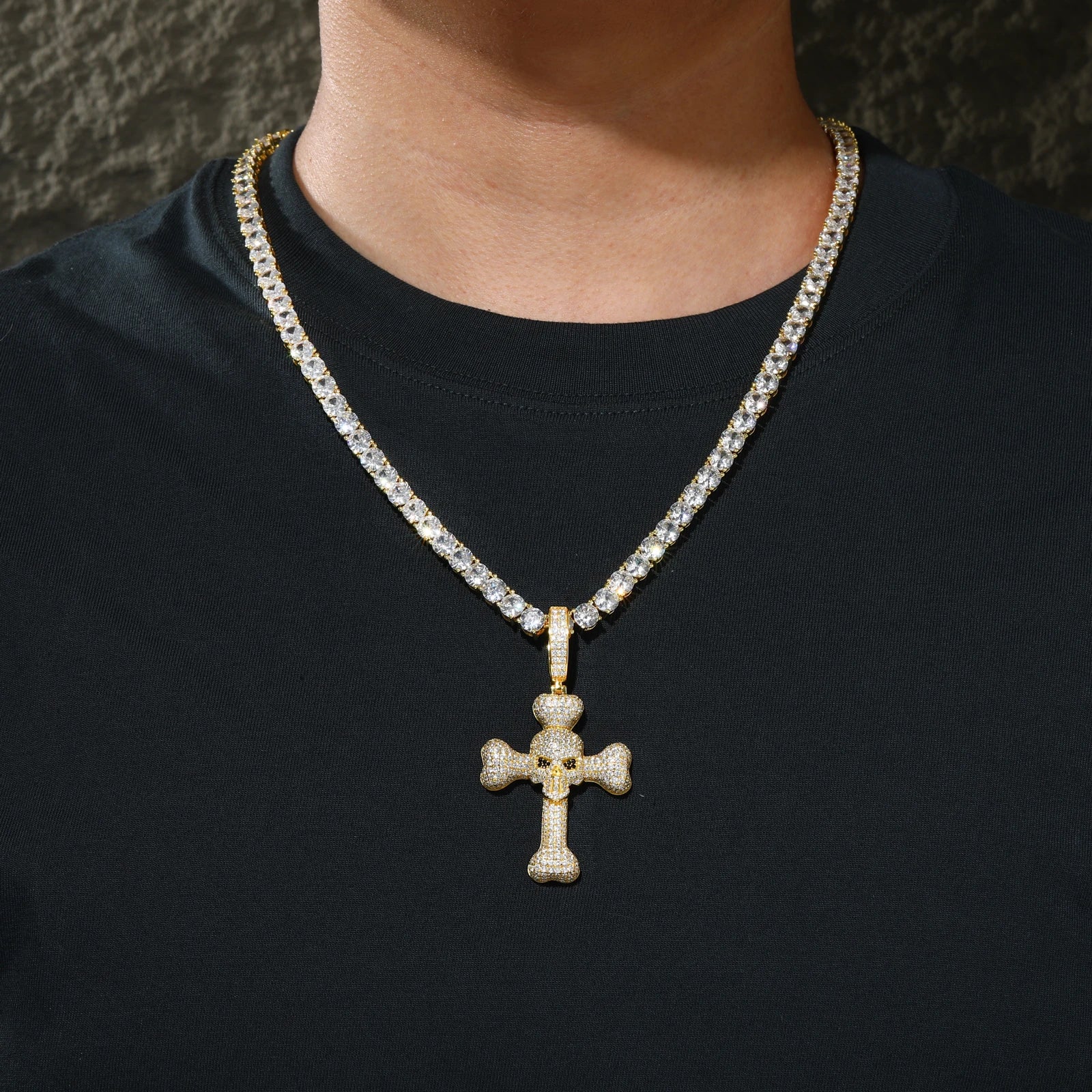 D VVS1 Moissanite 925 Sterling Silver Cross Pendant Iced Out Necklace