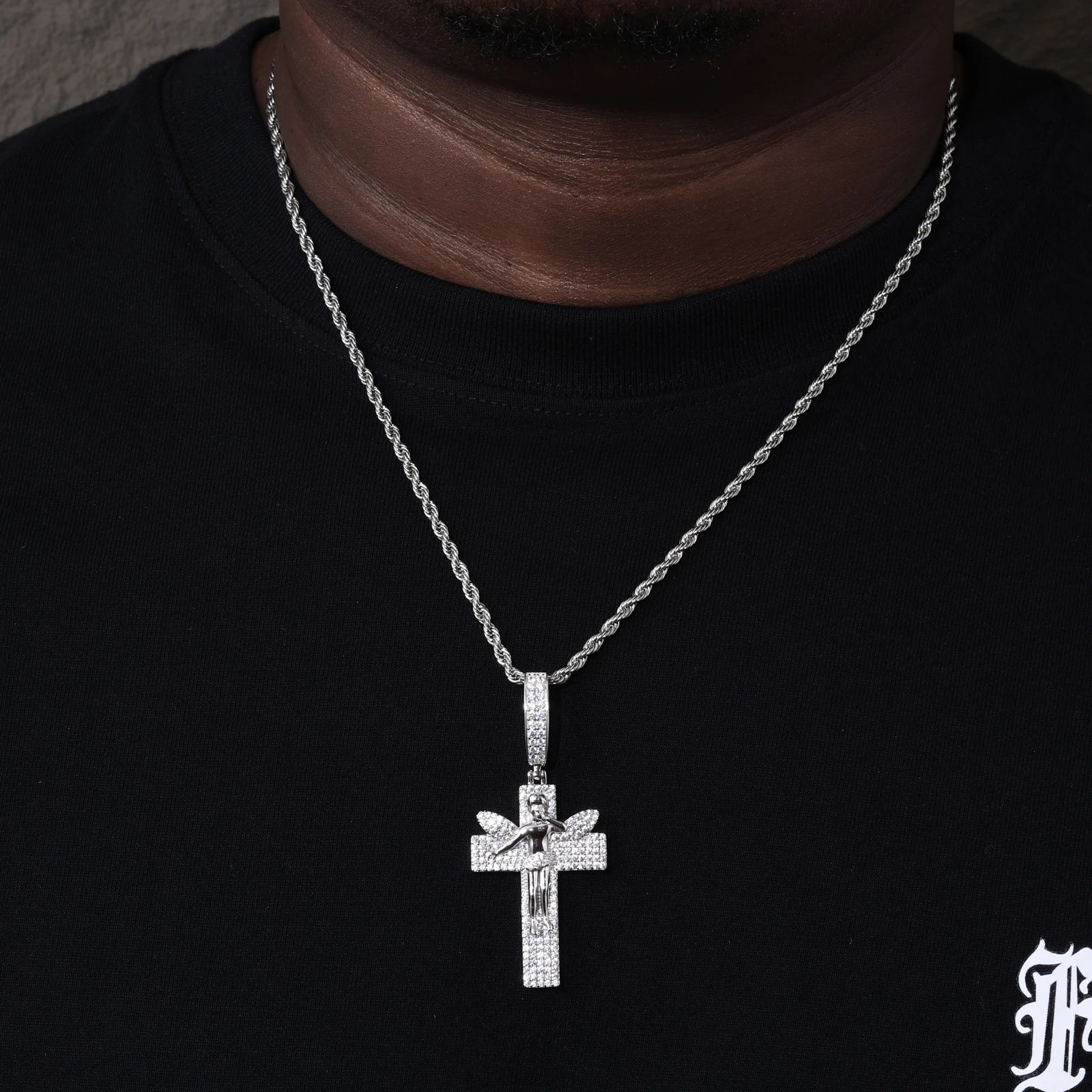 D VVS1 Moissanite 925 Sterling Silver Cross Pendant Iced Out Necklace