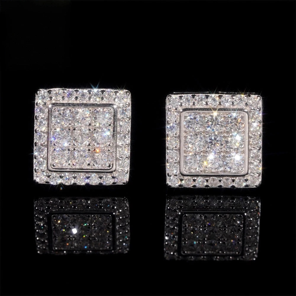 VVS1 D Color Moissanite 925 Sterling Silver Square Stud Earrings