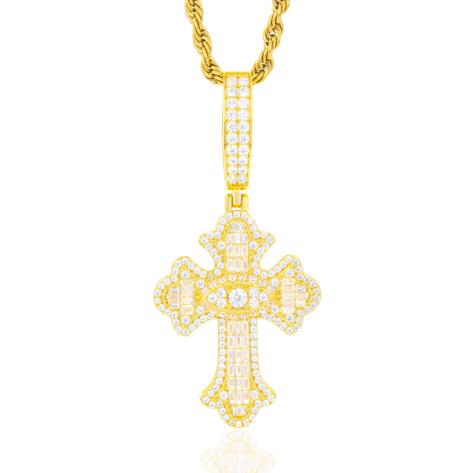 D VVS1 Moissanite 925 Sterling Silver Cross Pendant Iced Out Necklace