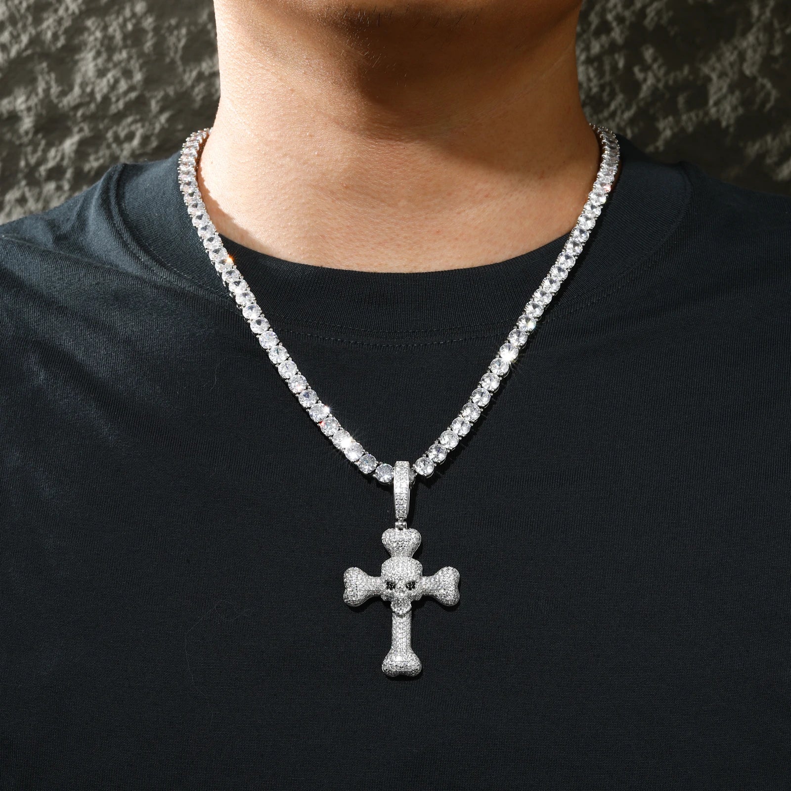 D VVS1 Moissanite 925 Sterling Silver Cross Pendant Iced Out Necklace