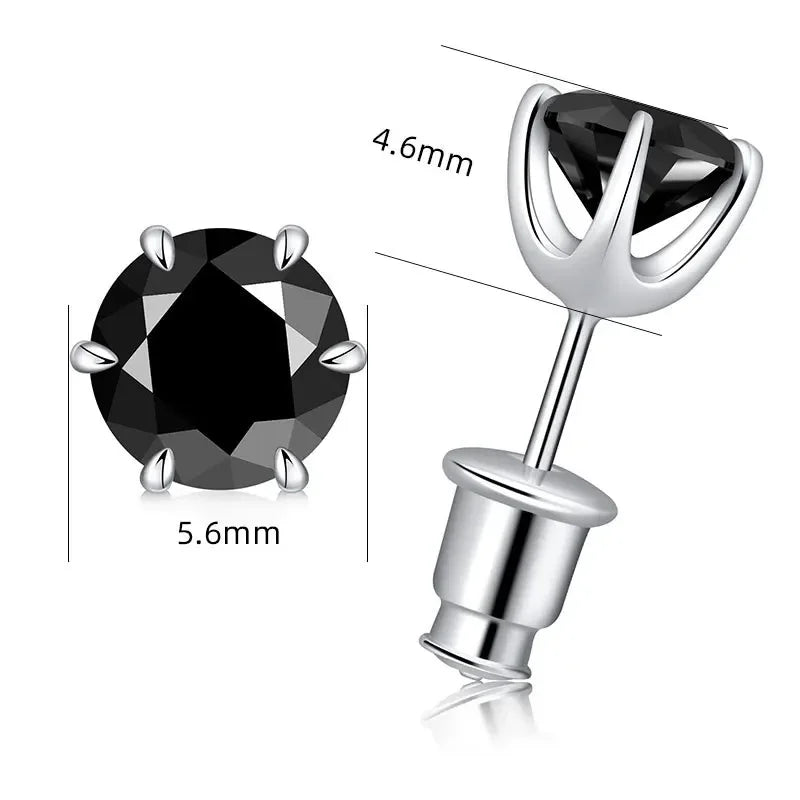 0.5-2ct BLK Moissanite Diamond Stud Earrings S925 Sterling Silver