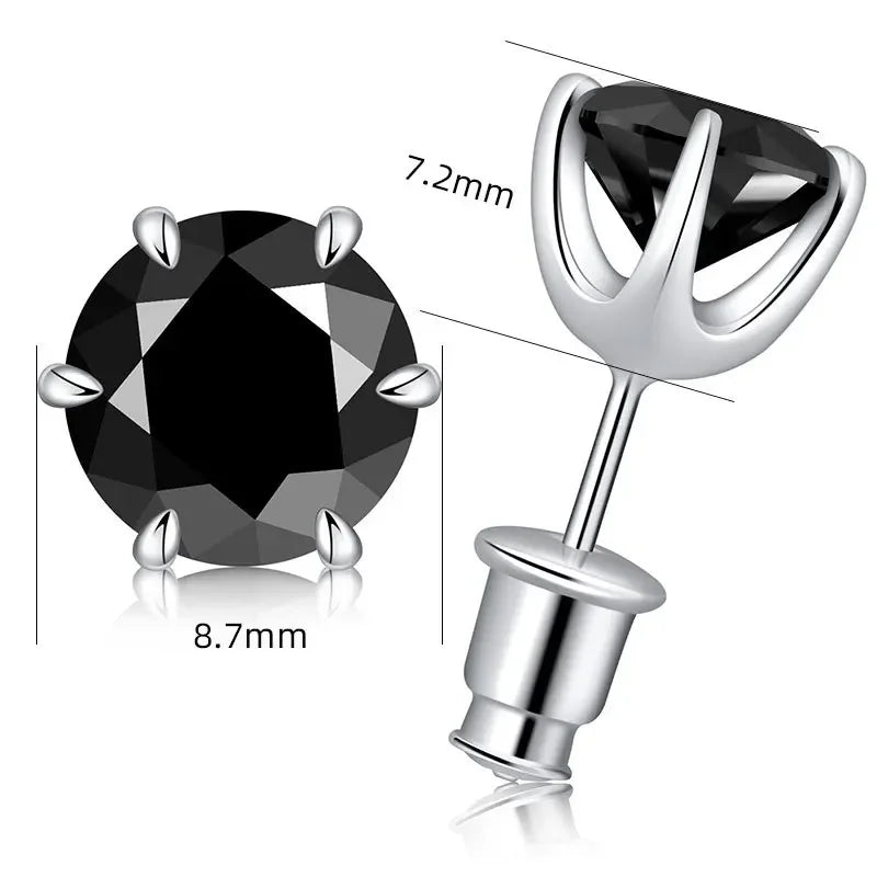 0.5-2ct BLK Moissanite Diamond Stud Earrings S925 Sterling Silver